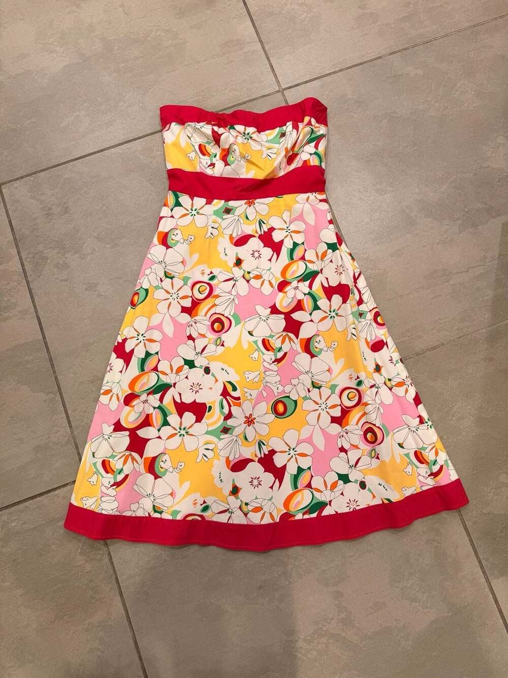 Molly New York Vintage Floral Strapless Midi Dress Size 2